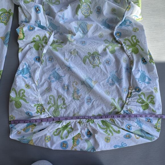 Pottery Barn Kids Ocean Critters Quilted Pillow Sham & Toddler Crib Set 2 Sheets - Picture 8 of 10